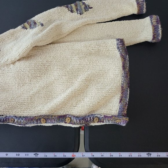 Northern Isles Floral Leaf Button Down Silk Linen Mohair Cardigan Sweater Small - Picture 8 of 11